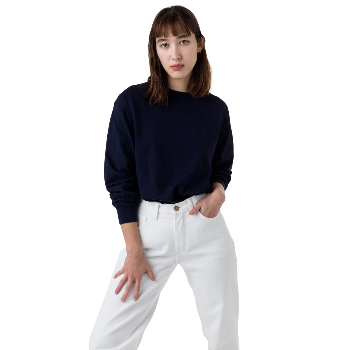 LOS ANGELES APPAREL - 6.5oz Long Sleeve Garment Dye Crew Neck T-Shirt