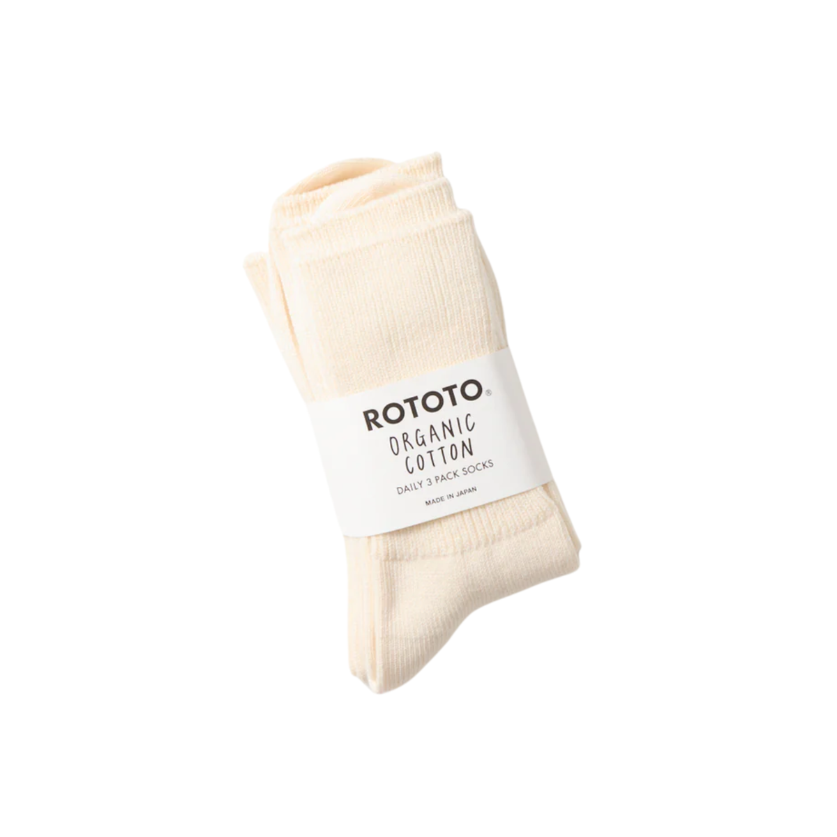 ROTOTO - Organic Daily 3 Pack Ribbed Crew Socks