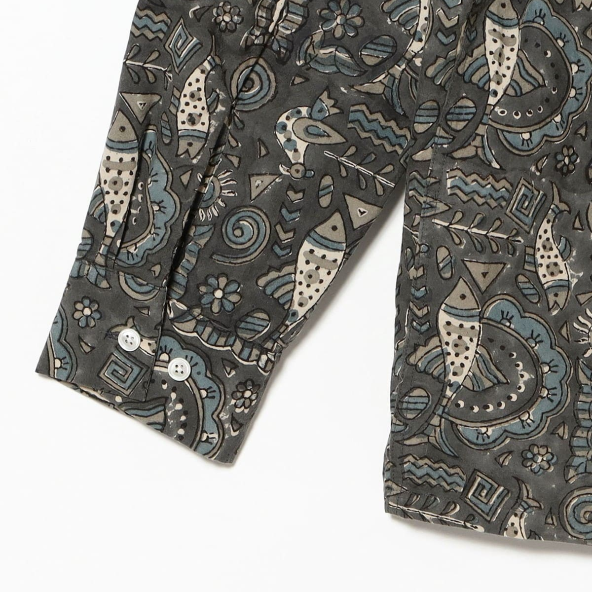 BEAMS+ - Open Collar Block Print Shirt