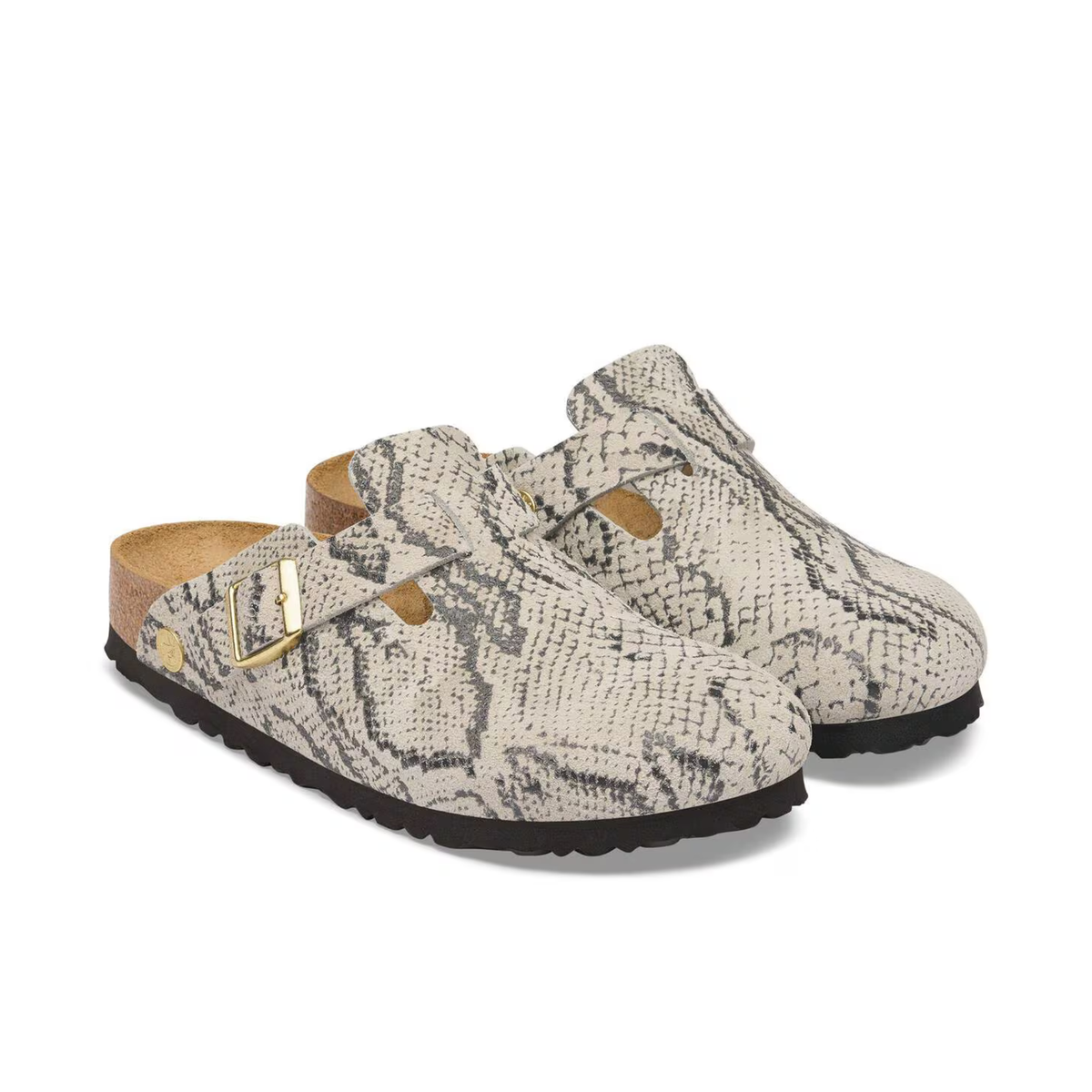 BIRKENSTOCK - Boston Suede Leather Snake Oyster