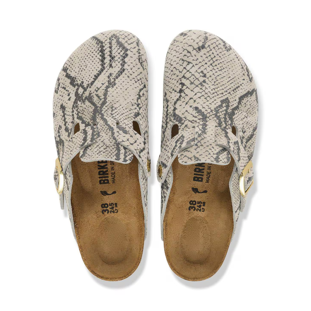 BIRKENSTOCK - Boston Suede Leather Snake Oyster