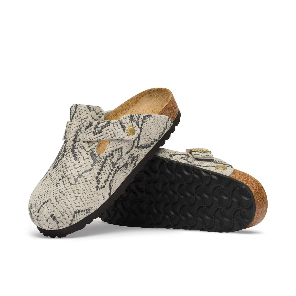 BIRKENSTOCK - Boston Suede Leather Snake Oyster