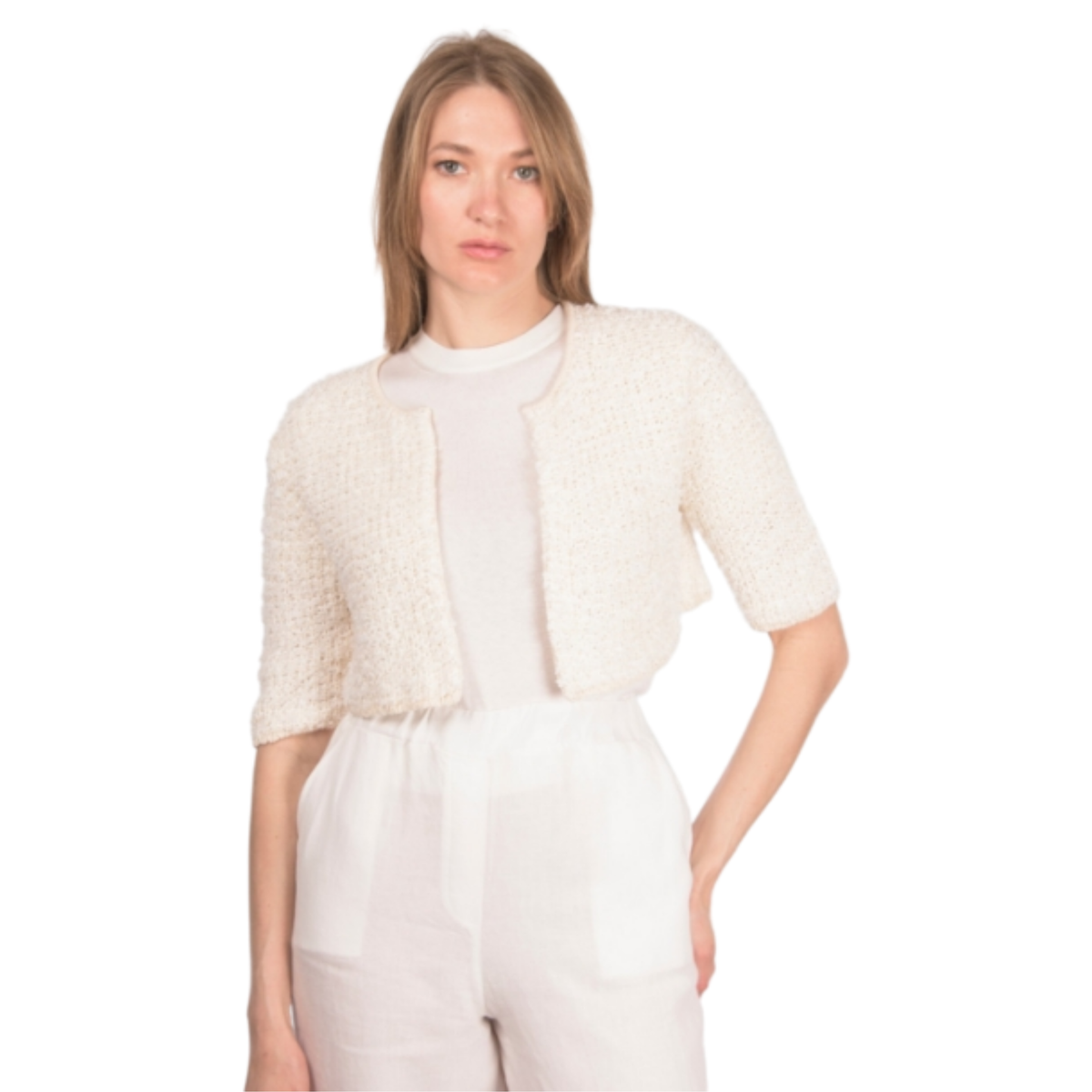 GRAN SASSO - W' Pearl Stitch Short Cardigan