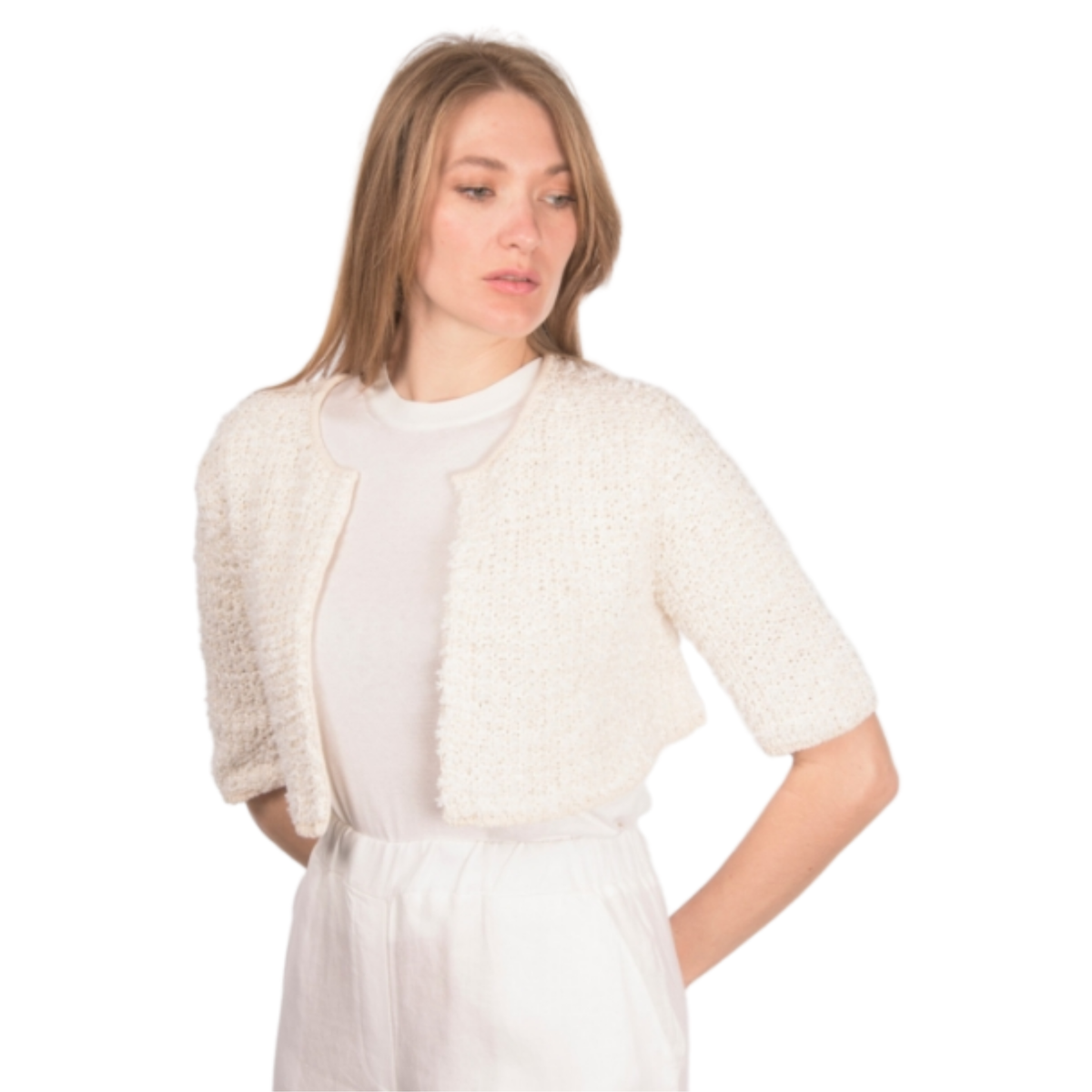 GRAN SASSO - W' Pearl Stitch Short Cardigan