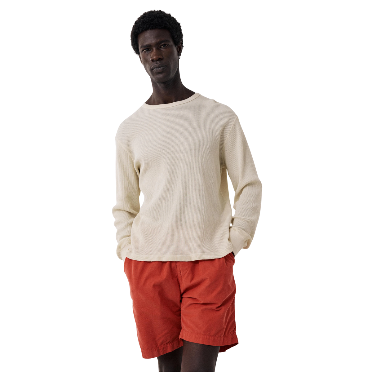 HARTFORD - L\S Waffle Knitted Embossed Cotton T-Shirt