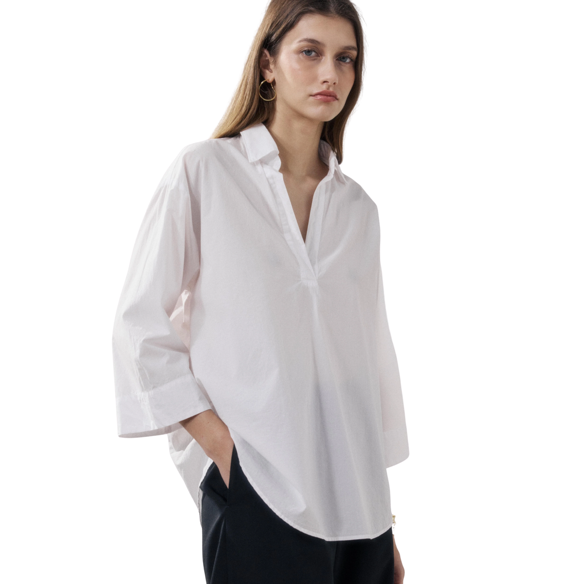 HARTFORD - W' Cola V-Neck Woven Shirt
