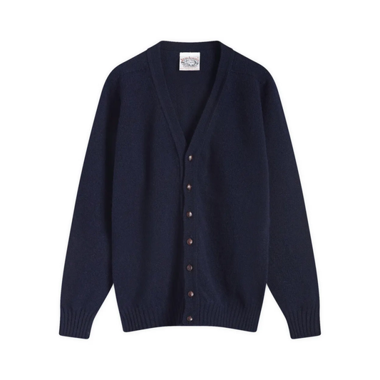 JAMIESON'S OF SHETLAND - Plain Saddle Shoulder Brushed Vee Cardigan