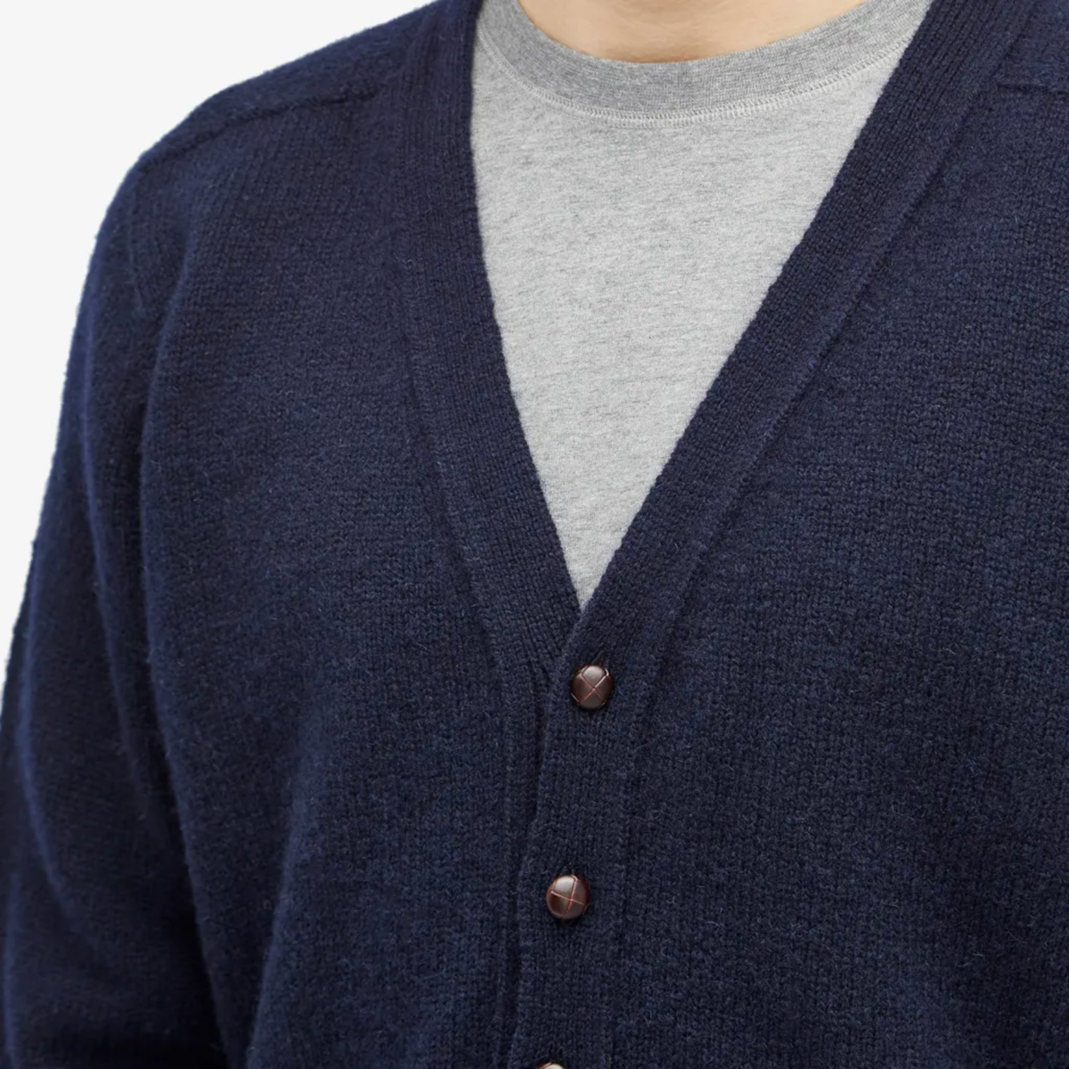 JAMIESON'S OF SHETLAND - Plain Saddle Shoulder Brushed Vee Cardigan