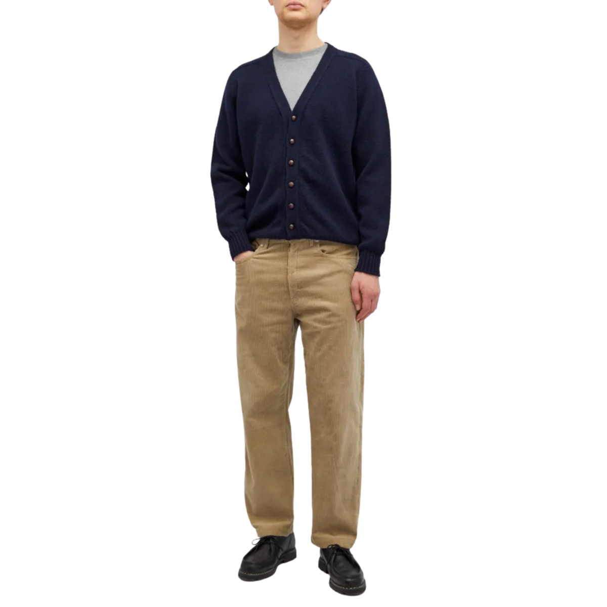 JAMIESON'S OF SHETLAND - Plain Saddle Shoulder Brushed Vee Cardigan