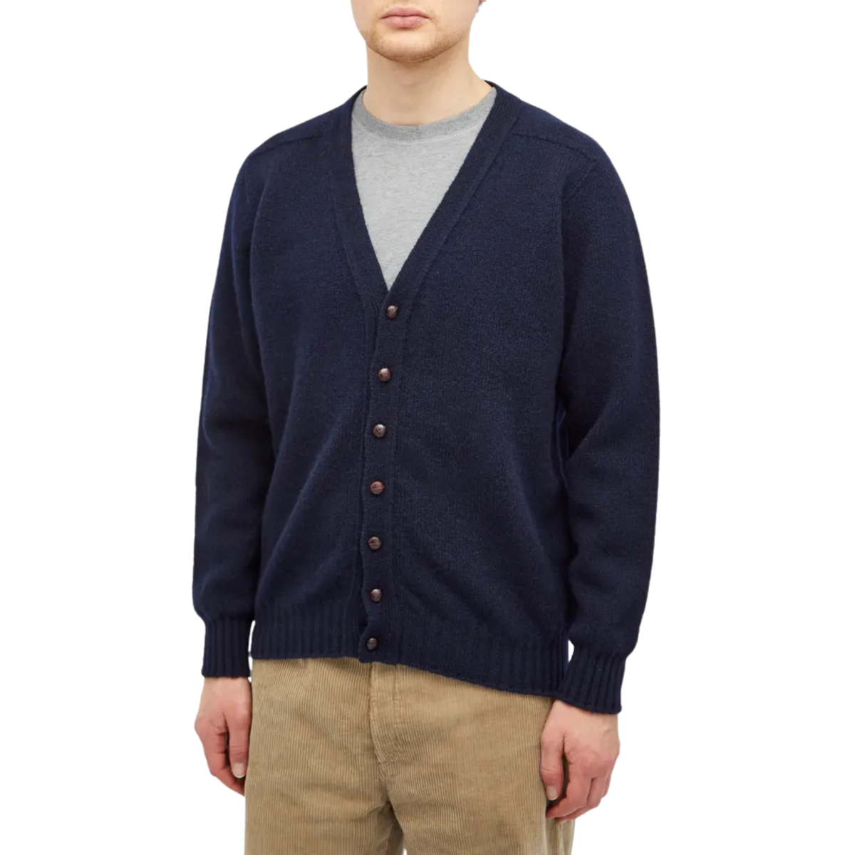 JAMIESON'S OF SHETLAND - Plain Saddle Shoulder Brushed Vee Cardigan