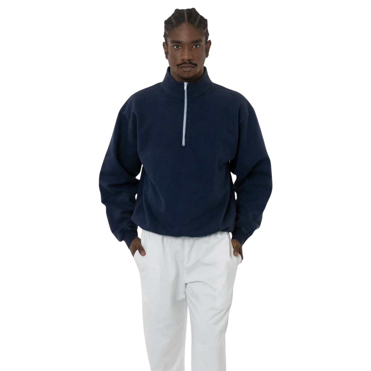 LOS ANGELES APPAREL - 10oz Garment Dye Cotton Fleece Half Zip Pullover