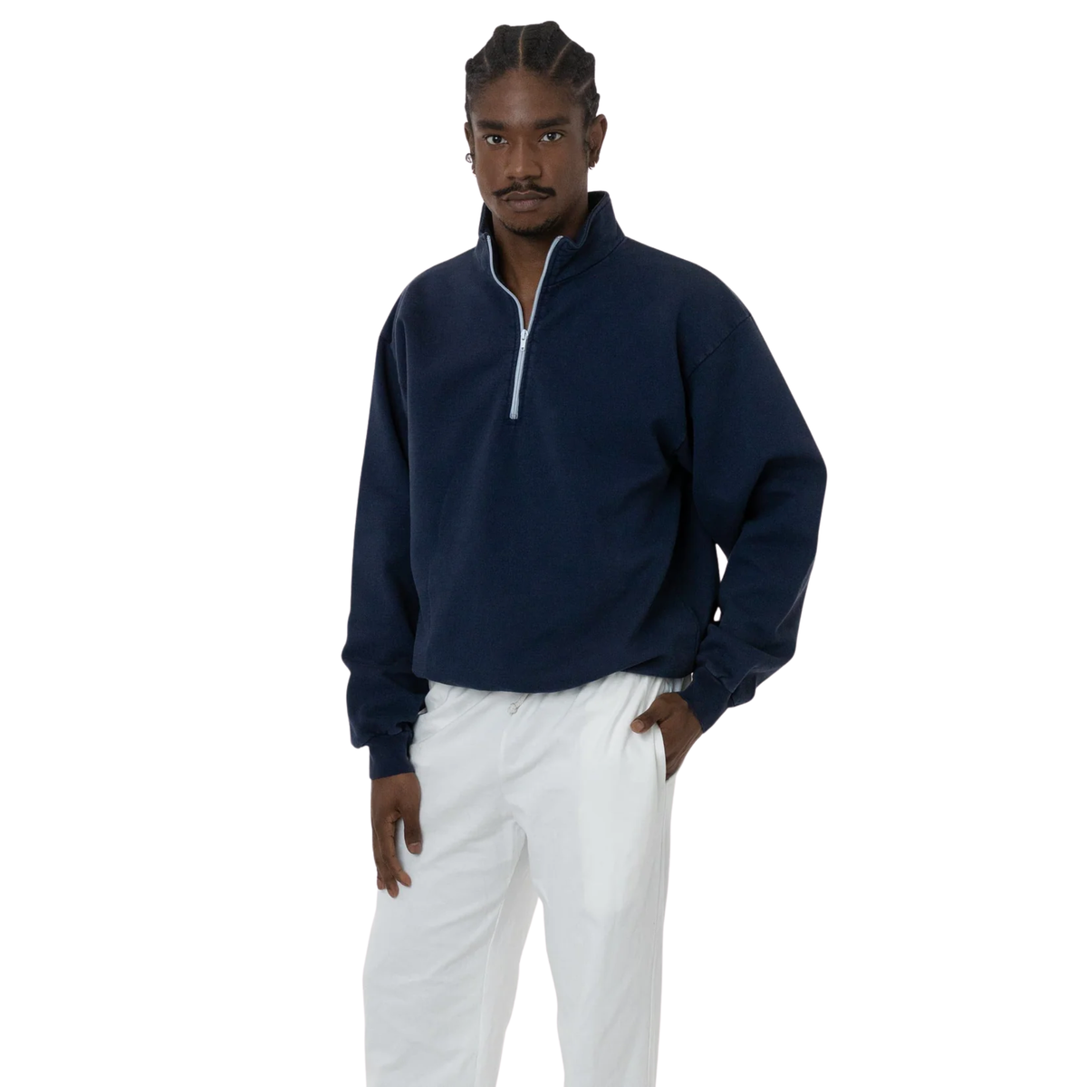 LOS ANGELES APPAREL - 10oz Garment Dye Cotton Fleece Half Zip Pullover